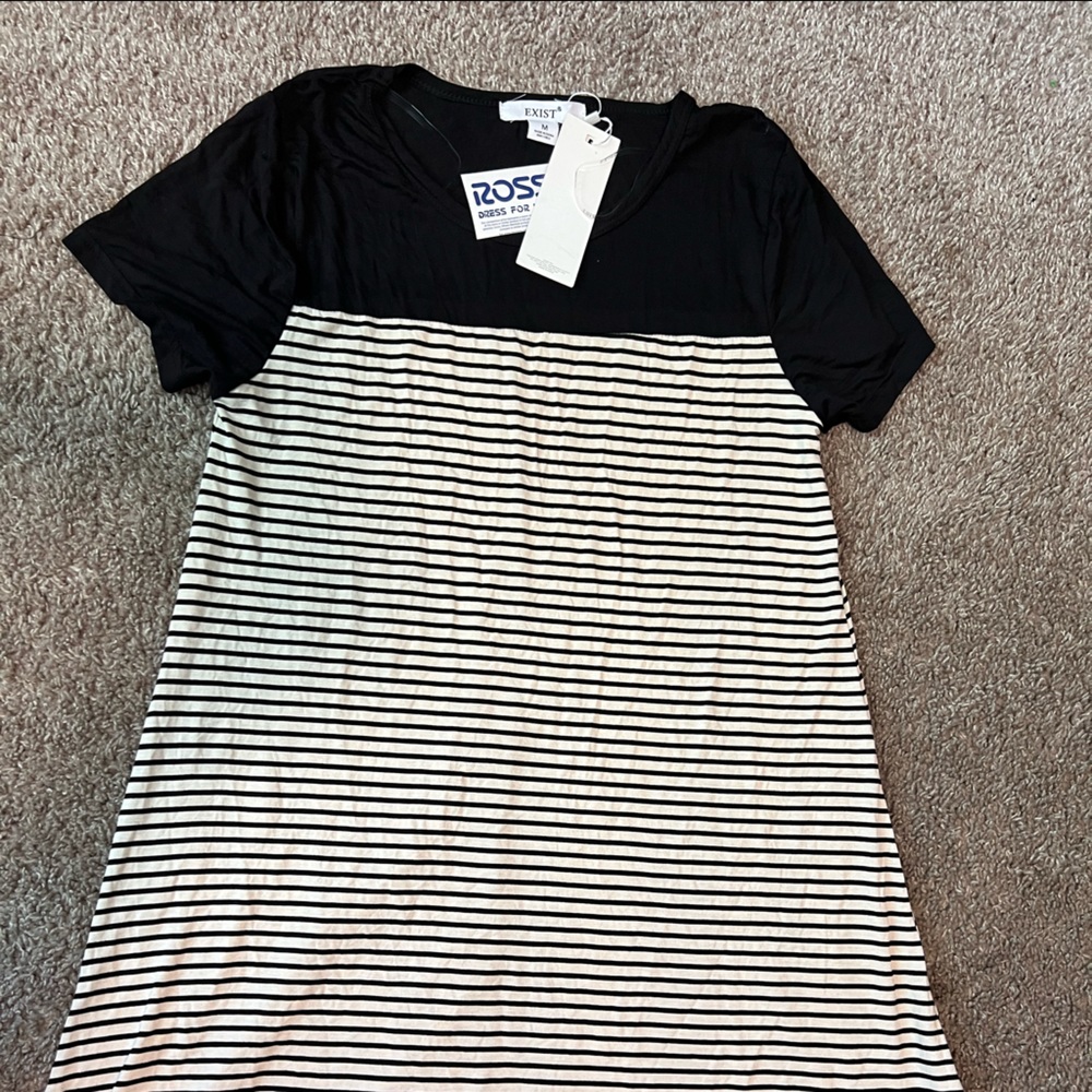 Black/cream stripy dress